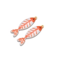 Pair of orange fishbone pendants with gold trim for DIY jewelry making - Orange