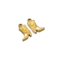 Goldener Stiefelanhänger mit gelbem Emaille-Stern und Reliefmuster für DIY-Schmuck - Goldene Stiefel Stern Zitronengelb