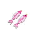 Golden fishbone pendant with white and hot pink enamel finish for DIY jewelry making - Pink