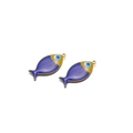Blue and yellow enamel fish charm with evil eye detail for DIY jewelry making - Sapphire Blue