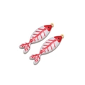 Red and white enamel fish pendants in gold finish for DIY necklace and earring sets - Red
