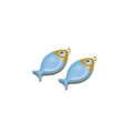 Golden fish charms with light blue enamel and evil eye pattern for DIY jewelry - Light Blue