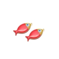Pair of red and gold fish-shaped pendants with enamel finish for DIY jewelry making - Red