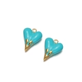 Turquoise blue enamel and gold heart pendant for DIY jewelry necklace making - Blue