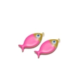 Ciondolo a pesce in smalto rosa dorato con dettaglio malocchio per gioielli DIY - Rosa Fucsia