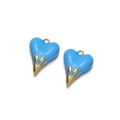 Sky blue heart pendant with gold liquid drip design for DIY jewelry crafting - Lake Blue