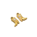 Goldener Cowboy-Stiefel-Anhänger mit lila Herz-Emaille und Reliefstruktur für DIY Schmuck - Goldene Stiefel Herz Lila