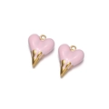 Pink heart pendant with gold liquid drip effect for DIY jewelry making - Light Pink