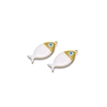 Ciondoli a forma di pesce dorato con smalto bianco e malocchio blu per gioielli DIY - Bianco
