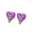Purple and gold dripping heart pendant made of solid stainless steel for DIY jewelry making - Purple
