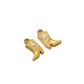 Goldene Cowboystiefel-Anhänger mit silbernem Herz für DIY-Halsketten und Ohrringe - Goldene Stiefel Herz Weiß
