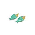 Ciondolo a forma di pesce con malocchio in smalto verde menta e giallo su acciaio oro - Verde scuro
