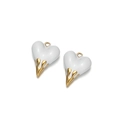 White heart pendant with gold liquid drip design and stainless steel metal finish - White
