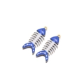 Blue and white fishbone pendants with gold edges and drop oil enamel for DIY jewelry - Sapphire Blue