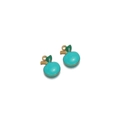 Turquoise apple pendants in stainless steel with green leaf and golden hanging ring - Light Blue