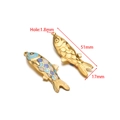 Golden fish charm with purple gradient enamel for DIY necklace making, size 51x17mm - Blue And White Gold Fish (F2721)