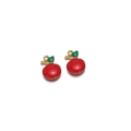 Red enamel apple pendant charms with gold stainless steel leaf for DIY jewelry making - Red