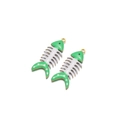 Green and white enamel fish bone pendants made of stainless steel for DIY jewelry - Green