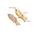 Golden and colorful koi fish charms for jewelry making with detailed scale engraving - Purple And Pink Gold Fish (F2721)