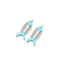 Blue fishbone pendant set with enamel detail and metal hanging loop for DIY jewelry - Light Green