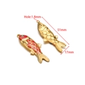 Golden and red enamel koi fish pendants set in stainless steel for DIY jewelry - Red Gold Fish (F2721)