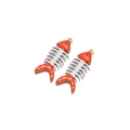 Orange and white enamel fishbone pendants with golden metal base and top loops - Orange