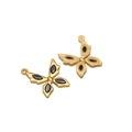 Golden butterfly pendant with black marquise stones showing front and back texture - Gold Butterfly Black / 24*20MM