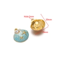 Blue enamel seashell pendant with faux pearl and gold star detail, size 19mm x 20mm - Blue Shell Starfish (F2723)