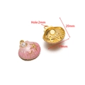 Pink enamel seashell charm with gold star and pearl accent for DIY jewelry making - Pink Shell Starfish (F2723)