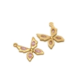 Golden butterfly charm with pink marquise zircon stones for DIY jewelry making - Gold Butterfly Light Pink