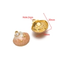 Pink enamel seashell charm with white pearl and star detail for DIY jewelry making - Light Orange Shell Starfish (F2723)
