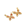Golden butterfly charm with orange marquise stones for DIY jewelry making and necklaces - Gold Butterfly Orange Red