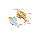 Golden fish charm and blue-pink gradient enamel fish pendant with 1.8mm hole - Blue White Pink Enamel Fish (F2724)