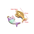 Golden fish bone and colorful enamel fish pendants for DIY jewelry with size marking - Green Purple White Enamel Fish (F2724)
