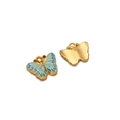 Golden butterfly charm with light blue enamel and glitter for DIY necklace and earrings - Small Gold Butterfly Blue Enamel