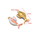 Enamel fish pendant with gold scales and zirconium eye, size 27x13mm for DIY jewelry - Orange White Blue Enamel Fish (F2724)