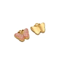 Pink enamel butterfly charm with gold finish and glitter for DIY jewelry making - Small Gold Butterfly Pink Enamel