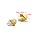 Golden stainless steel olive shell pendant with radial stripes and white pearl inlays - Gold Shell With Stone (F2725)