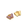 Golden stainless steel butterfly pendant with purple enamel and fine glitter finish - Small Gold Butterfly Purple Enamel