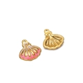 Golden scallop shell pendant with pink gradient enamel for DIY jewelry making - Gold Shell Pink Enamel