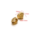 Golden stainless steel shell charms with white pearl inlay and radial texture for DIY jewelry - Gold Striped Clam With Pearl (F2727)