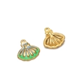 Gold-plated shell pendant charms with colorful green and blue enamel for DIY jewelry - Gold Shell Green Enamel