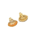 Golden scallop shell pendants with orange enamel drip for DIY necklace and earring making - Gold Shell Orange Enamel