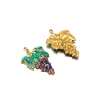 Grape shaped charms in gold finish and purple enamel for DIY jewelry making - Gold Grape Purple Enamel
