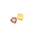Ciondolo a cuore in smalto dorato con cerchi concentrici rossi e bianchi per gioielli - Forma di Cuore (10*9*1.3mm) / Oro/Rosso