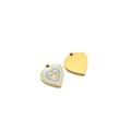 Ciondolo a cuore dorato con smalto bianco e retro in metallo lucido per gioielli fai-da-te - Forma di Cuore (10*9*1.3mm) / Oro/Bianco