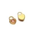 Golden heart lock charm with pink gradient stone for DIY jewelry making - Gold Heart Lock Light Pink Stone