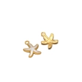 Golden starfish charms with white enamel inlay for DIY necklace and earring making - Gold Starfish White Enamel