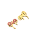 Ciondolo a forma di libellula dorata con smalto rosa per creazione di gioielli - Forma di Fiocco (14*13*1.3mm) / Oro/Rosa Fucsia