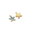 Gold-plated starfish pendants with blue enamel gradient detail for DIY jewelry making - Gold Starfish Blue Enamel